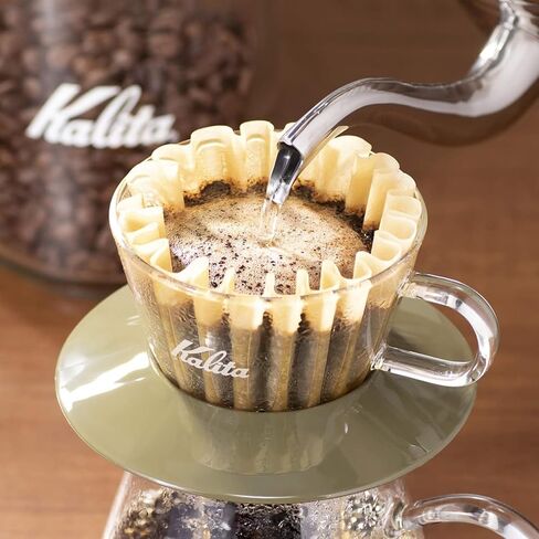 カリタ(Kalita) Karita WDG-155#05064 منقط القهوة الزجاجي من سلسلة Wave لشخص أو شخصين، أخضر عسكري in Kuwait