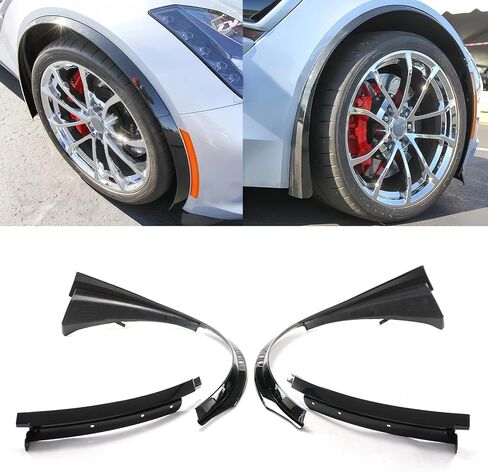 Compatible with for Chevrolet Corvette C7 2014-2019 Front Wheel Compelete Fender Flare Arch Extension Guard Pair (Glossy Black) in Saudi Arabia