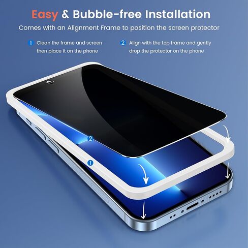 Fotbor [3+3 Pack] واقي شاشة للخصوصية iPhone 13 Pro Max مع واقي عدسة الكاميرا، مضاد للتجسس، تغطية كاملة خاصة خالية من الفقاعات 9H صلابة من الزجاج المقوى 6.7 بوصة مع مجموعة تركيب سهلة in Kuwait