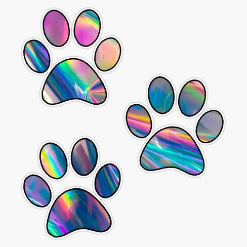 Holographic Paw Prints Waterproof Vinyl Window Bumper Sticker Decal 5" in Saudi Arabia