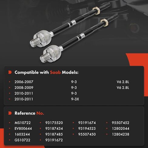 A-Premium 2 × نهايات قضيب ربط داخلي A-Premium 2 ، متوافق مع Saab 9-3 2006-2011 ، 9-3x 93x 2010-2011 in Saudi Arabia