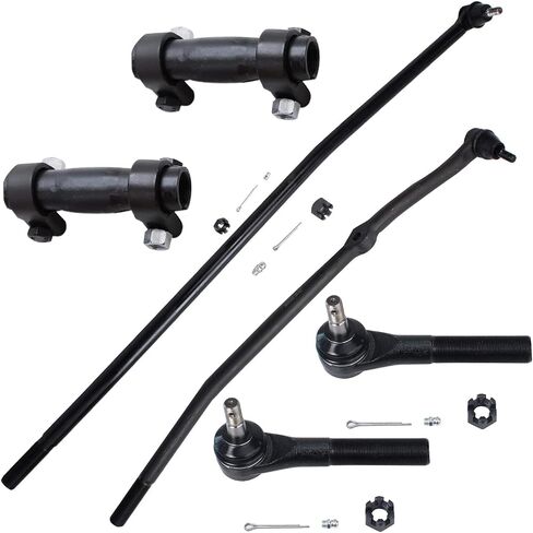Detroit Axle - 4WD Front 6pc Tie Rods Kit for 1998-1999 Dodge Ram 2500, Outer & Inner Tie Rod Ends Adjustment Sleeves Replacement in Saudi Arabia