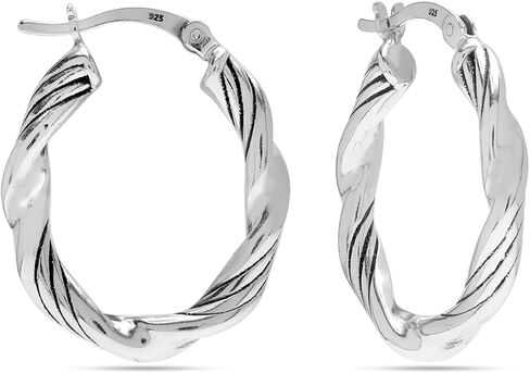 LeCalla 925 Sterling Silver Rope Twisted Hoop Earrings - Women's Chunky Hoops - Lightweight Click Top - Italian Design Shrimp Earring in Saudi Arabia