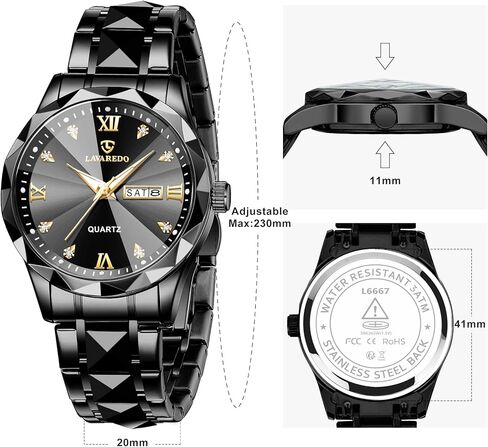 Watches for Men Diamond Business Dress Analog Quartz Mens Watches Stainless Steel Waterproof Luminous Date Two Tone Luxury Casual Wrist Watch Relojes para Hombres in Kuwait