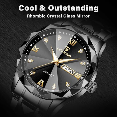 Watches for Men Diamond Business Dress Analog Quartz Mens Watches Stainless Steel Waterproof Luminous Date Two Tone Luxury Casual Wrist Watch Relojes para Hombres in Kuwait