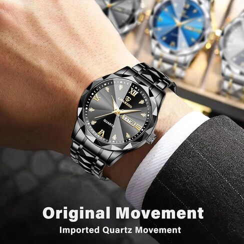 Watches for Men Diamond Business Dress Analog Quartz Mens Watches Stainless Steel Waterproof Luminous Date Two Tone Luxury Casual Wrist Watch Relojes para Hombres in Kuwait