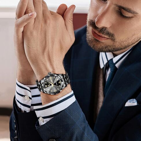 Watches for Men Diamond Business Dress Analog Quartz Mens Watches Stainless Steel Waterproof Luminous Date Two Tone Luxury Casual Wrist Watch Relojes para Hombres in Kuwait