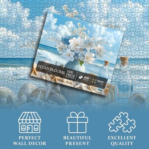 PICKFORU Beach Jigsaw Puzzle 1000 Pieces, Ocean Moon Nature Art Scenery, Colorful Magic Beach Themed Puzzle, Challenging for Adults in Kuwait