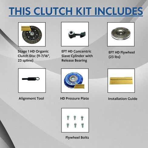 EFT Stage 1 Clutch & Flywheel Combo Kit with Slave Cylinder For 2003-2007 Ford Focus 2.0, 2.3 - Ideal Friction Material and Tough Sprung Center For Durable Performance - With 12 Month Brand Warranty in Saudi Arabia