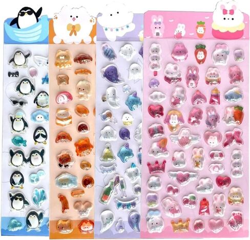 ملصقات ثلاثية الأبعاد منتفخة ، 4 أوراق 200+ ملصقات زخرفية راتنجات Kawaii لحالة الهاتف ، دفتر ، Scrapbooking in Kuwait