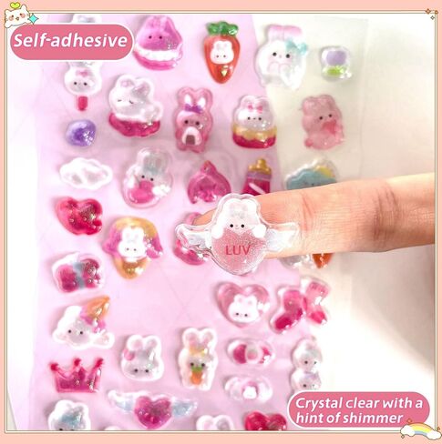 ملصقات ثلاثية الأبعاد منتفخة ، 4 أوراق 200+ ملصقات زخرفية راتنجات Kawaii لحالة الهاتف ، دفتر ، Scrapbooking in Kuwait