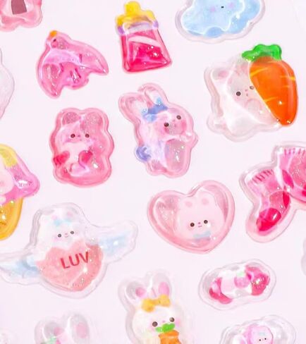 ملصقات ثلاثية الأبعاد منتفخة ، 4 أوراق 200+ ملصقات زخرفية راتنجات Kawaii لحالة الهاتف ، دفتر ، Scrapbooking in Kuwait