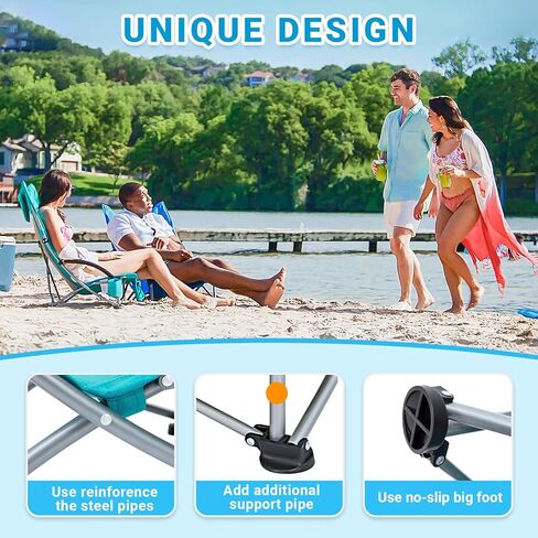 كرسي الشاطئ ذو المقعد المنخفض من KingCamp، كرسي قابل للطي للتخييم في الهواء الطلق مع حامل أكواب، Darkrose in Kuwait