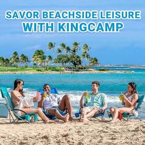 كرسي الشاطئ ذو المقعد المنخفض من KingCamp، كرسي قابل للطي للتخييم في الهواء الطلق مع حامل أكواب، Darkrose in Kuwait