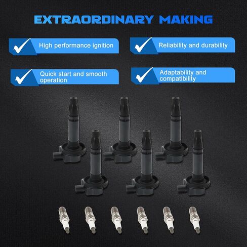 6PCS UF553 Ignition Coils & 6PCS Iridium Spark Plugs Ignition Coils Pack Fits for 2011-2017 F-150, 2015-2018 Transit-250 Transit-350, 2007-2016 MKX, 2007-2015 CX-9 3.5L 3.7L, Aftermarket Parts in Saudi Arabia