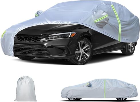Waterproof Car Cover Compatible with Honda Civic 2016-2025 Hatchback Sedan, All Weather Outdoor Full Cover with Zipper Door for Sun UV Rain Dust Snow Wind Protection in Saudi Arabia