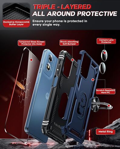 LeYi for Moto G-2025 Case/Moto G 2026 Phone Case: Heavy Duty Shockproof | Moto G Play 2026 Case with Screen Protector, Military-Grade Android Cover Funda para Magnetic Motorola G 5G 2026, Black in Kuwait