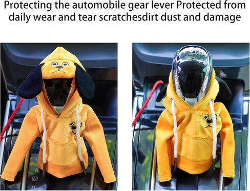 Gear Shift Cover, Gear Shift Hoodie, Shift Knob Cover, Car Gear Shift Cover, Universal Dog Shift Knob Hoodie Cover, Automotive Car Interior Accessories Gadgets Gift for Women Men Yellow in Saudi Arabia
