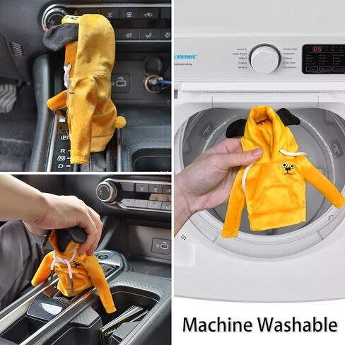 Gear Shift Cover, Gear Shift Hoodie, Shift Knob Cover, Car Gear Shift Cover, Universal Dog Shift Knob Hoodie Cover, Automotive Car Interior Accessories Gadgets Gift for Women Men Yellow in Saudi Arabia