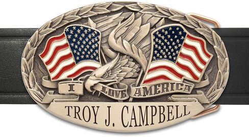 Indiana Metal Craft I Love America Personalized Solid Brass Belt Buckle in Saudi Arabia