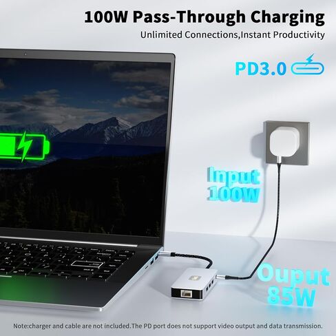 USB C HUB, USB C Adapter 11 in 1 Dongle with 4K HDMI, VGA, PD 100W, 1 X USB 3.0, 3 X USB 2.0 Ethernet, SD/TF Card Reader, 3.5mm Headphone Jack for iPhone 16/15 MacBook Pro/Air, Other Type C Laptops in Kuwait