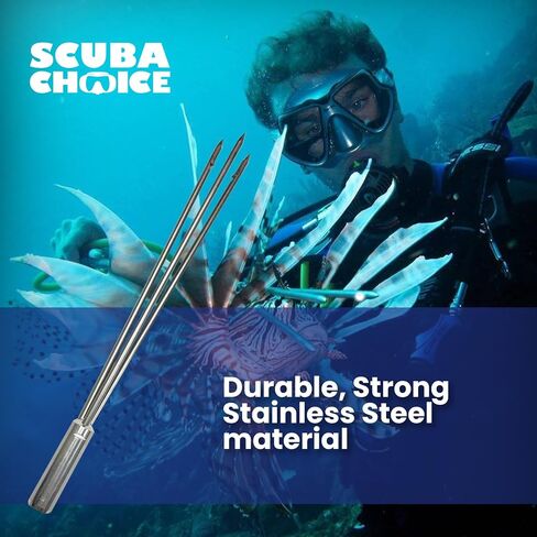 Scuba Choice Spearfishing مقاس 12 بوصة من الفولاذ المقاوم للصدأ طرف الرمح ذو 3 رؤوس مشلول (أسود)، مقاس واحد in Saudi Arabia