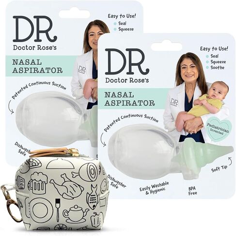 Dr. Rose's Nasal Aspirator for Baby | Baby Nose Sucker and Booger Sucker | Bulb Suction Baby | Nasal Aspirator for Toddler - Pediatrician Designed Baby Aspirator in Saudi Arabia