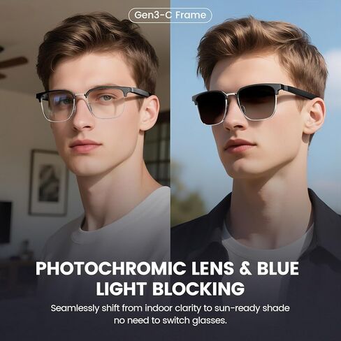 نظارات Bluetooth للنساء والرجال - نظارات ذكية مع مكبر صوت مفتوح ، التحكم في اللمس ، تصفية الضوء الأزرق in Kuwait