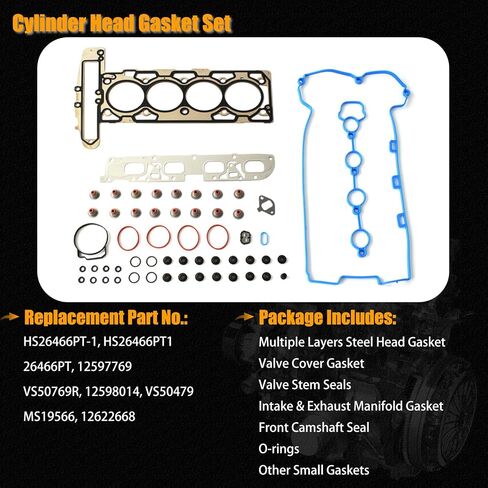 مجموعة HS26466PT-1 Cylinder Cylinder Casket مجموعة متوافقة مع 2008-2012 CHEVY COBALT MALIBU HHR 2008-2010 PONTIAC G6 SATURN AURA SKY AUE 2.4L 2.2L L4 in Saudi Arabia