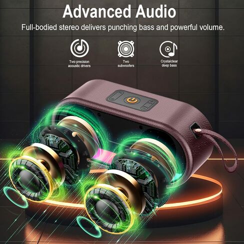 Portable Bluetooth Speaker, Bluetooth 5.3 Speaker with Punchy bass for Home/Outdoor, Built-in Lights, IP7 Waterproof, Wireless Speaker Stereo Pairing Green in Saudi Arabia
