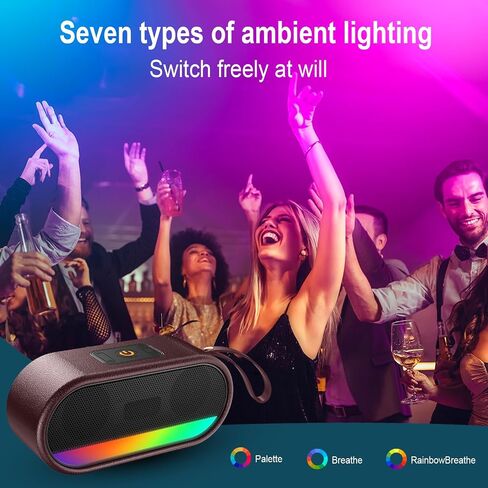 Portable Bluetooth Speaker, Bluetooth 5.3 Speaker with Punchy bass for Home/Outdoor, Built-in Lights, IP7 Waterproof, Wireless Speaker Stereo Pairing Green in Saudi Arabia
