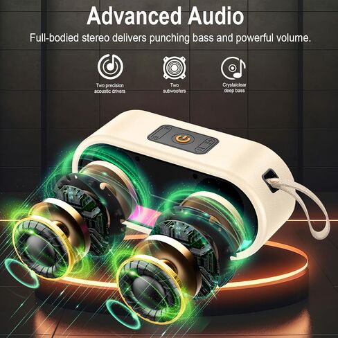 Portable Bluetooth Speaker, Bluetooth 5.3 Speaker with Punchy bass for Home/Outdoor, Built-in Lights, IP7 Waterproof, Wireless Speaker Stereo Pairing Green in Saudi Arabia