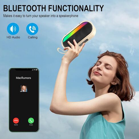 Portable Bluetooth Speaker, Bluetooth 5.3 Speaker with Punchy bass for Home/Outdoor, Built-in Lights, IP7 Waterproof, Wireless Speaker Stereo Pairing Green in Saudi Arabia