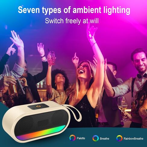 Portable Bluetooth Speaker, Bluetooth 5.3 Speaker with Punchy bass for Home/Outdoor, Built-in Lights, IP7 Waterproof, Wireless Speaker Stereo Pairing Green in Saudi Arabia