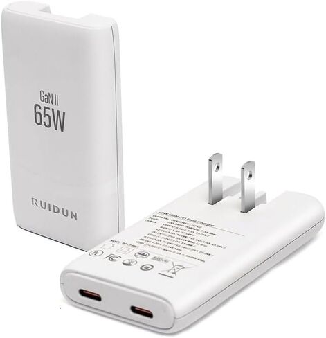 65W GaN USB C Charger, Dual-Port Fast Wall Charger with PD 3.0 & QC 4.0, Foldable Plug Compact Power Adapter for MacBook Pro/Air, iPhone 16, iPad Pro, Samsung Galaxy S24, Steam Deck & More in Saudi Arabia