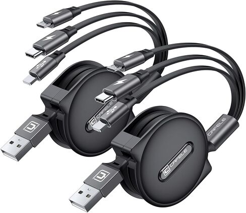 CAFELE [كابل شحن متعدد مطور لعام 2023، كابل شحن USB قابل للسحب 3 في 1 مع النوع C، USB صغير، منفذ هاتف، سلك شاحن سريع متعدد للهاتف 14 13 12 11 XS XR X 8 7 6 SE، Galaxy (4أقدام) in Kuwait