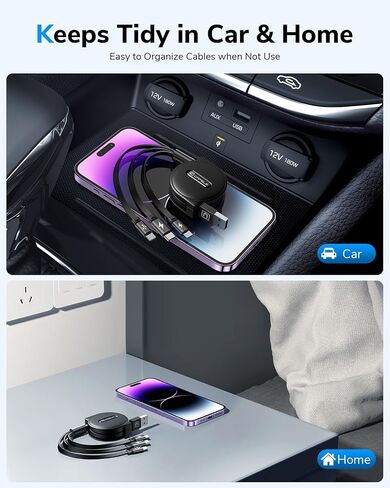 CAFELE [كابل شحن متعدد مطور لعام 2023، كابل شحن USB قابل للسحب 3 في 1 مع النوع C، USB صغير، منفذ هاتف، سلك شاحن سريع متعدد للهاتف 14 13 12 11 XS XR X 8 7 6 SE، Galaxy (4أقدام) in Kuwait