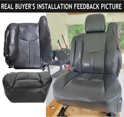 GXARTS Driver and Passenger Side Bottom and Top Lean Back Leather Seat Cover and 2 Foam and 2 Armrest Fit for Chevy Silverado Avalanche Tahoe Suburban GMC Sierra Yukon XL 2003-2006 Dark Gray 692/69i in Saudi Arabia