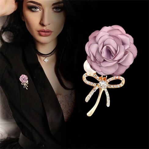 Wcrazye أنيقة روز زهرة بروش دبوس للنساء الرجال حفل زفاف الحفلات نبيل الأساسيات اليدوي المصنوعة يدويًا لؤلؤة لؤلؤة زهرة طية صدر السترة ملحقات بوتونيير هدية عيد الحب in Saudi Arabia