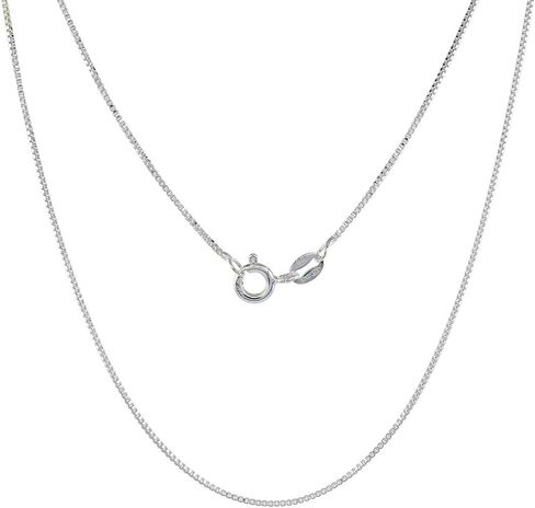 Sterling Silver Box Chain Necklace 0.8mm Very Thin Nickel Free Italy Sizes 7-30 inch sizes in Saudi Arabia