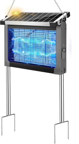 Solar Bug Zapper Outdoor, PhatroyYee Mosquito Zapper 4500V, Waterproof Portable Fly Zapper, Rechargeable Electric Mosquito Killer, Cordless Fly Insect Mosquito Trap for Patio Yard Home Garden Camping in Kuwait