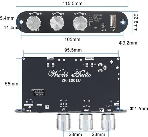 ZK-1001B Mono Bluetooth Amplifier Board with TPA316D2 Chip, Wide Voltage Input 12-24V Peak Output Power 100W, with TWS Pairing Function, Black (ZK-1001B) in Saudi Arabia