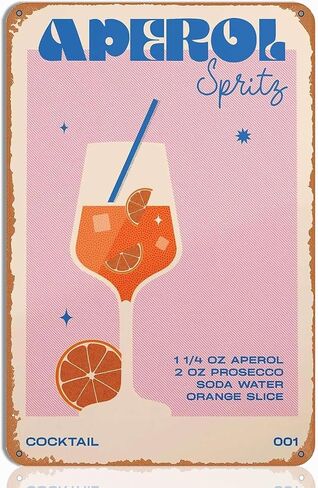 Aperol Spritz Metal Sign - Cocktail Wall Art for Home Bar Decor in Kuwait