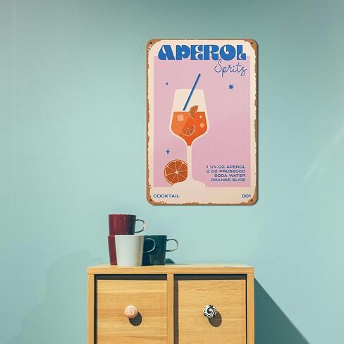 Aperol Spritz Metal Sign - Cocktail Wall Art for Home Bar Decor in Kuwait