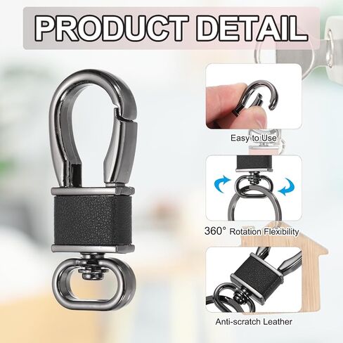 MECCANIXITY Metal Keychain Key Clip Hook, Key Ring Holder Organizer Swivel Clasp Keyring Leather Key Chain Clips Buckle in Saudi Arabia