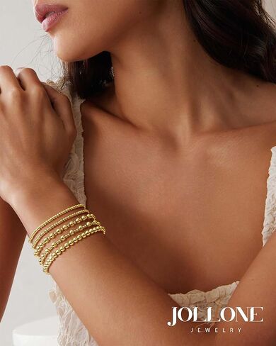 أساور ذهبية للنساء سوار الذهب مكدس الأساور الذهبية للسيدات للنساء 14K مطلي بالذهب سوار الكرة حبة مجموعات المجوهرات لهدايا عيد ميلاد عيد الميلاد in Kuwait