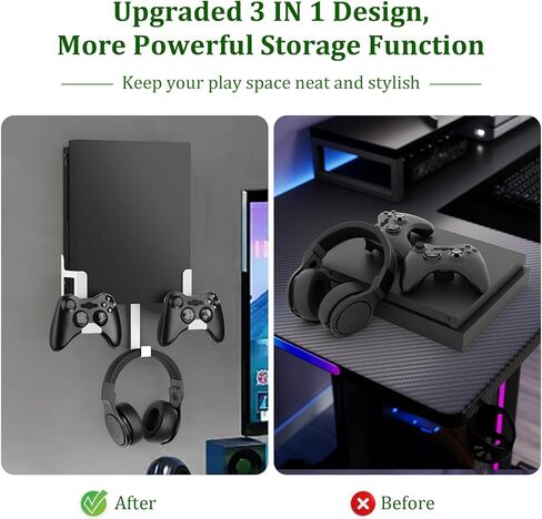 Nymus Wall Mount for Xbox One X, Metal Xbox One X Wall Mount with Detachable 2 Controller Holder & Headphone Hanger, Not Fit for One Original in Kuwait