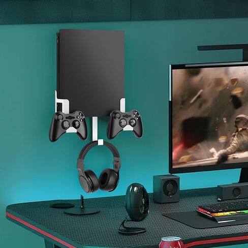 Nymus Wall Mount for Xbox One X, Metal Xbox One X Wall Mount with Detachable 2 Controller Holder & Headphone Hanger, Not Fit for One Original in Kuwait