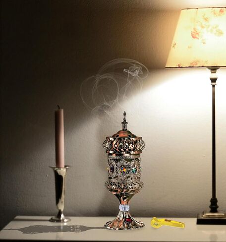 ATTAR MIST Electric Incense Burner - Oud Frankincense Resin Burner Intricate Carousel Large Mabkhara (Bronze) in Kuwait