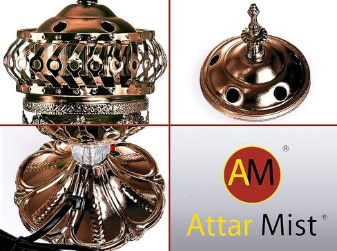 ATTAR MIST Electric Incense Burner - Oud Frankincense Resin Burner Intricate Carousel Large Mabkhara (Bronze) in Kuwait